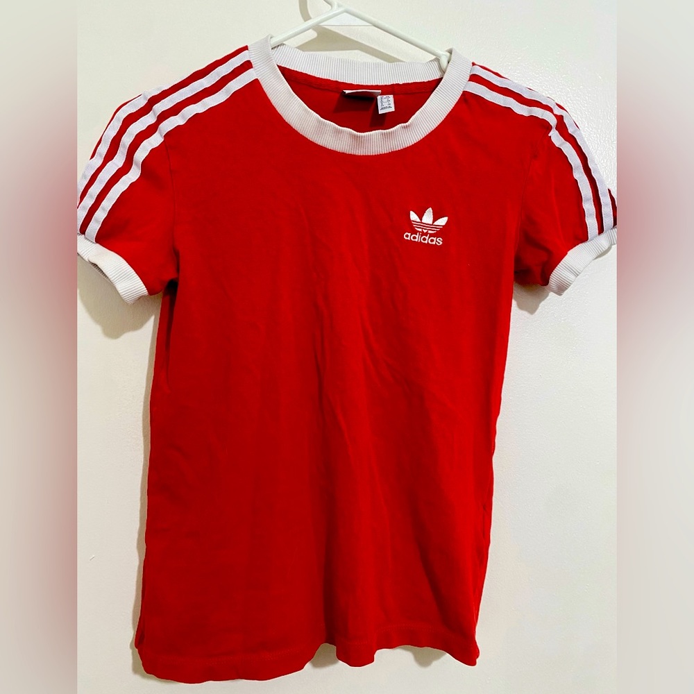 Red adidas soccer tee